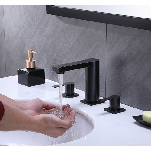 Hotis Matte Black Stainless Steel Widespread Bathroom Faucet | Wayfair